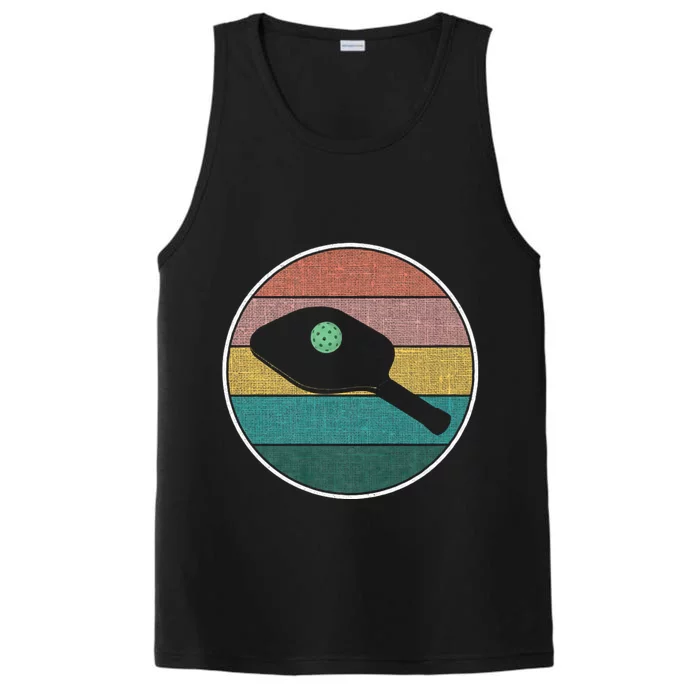 Pickleball Vintage Retro Sunset Ball Funny Pickleball Joke Performance Tank