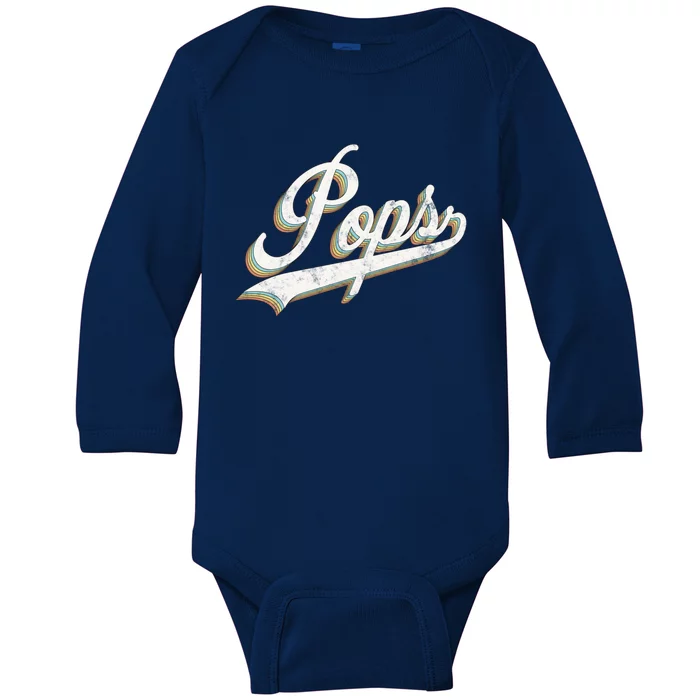 Pops Vintage Retro Style Father’s Day Gift For Papa Grandpa Gift Baby Long Sleeve Bodysuit