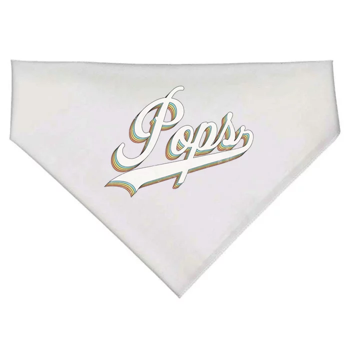 Pops Vintage Retro Style Father’s Day Gift For Papa Grandpa Gift USA-Made Doggie Bandana