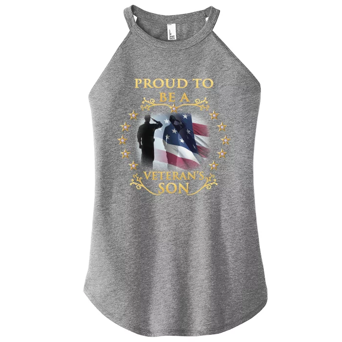 Proud Veteran Son Thank You Veterans Great Gift Women’s Perfect Tri Rocker Tank