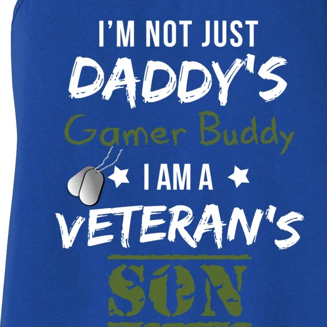 Proud Veteran's Son Daddy's Gamer Buddy Veterans Gaming Son Gift Women's Racerback Tank