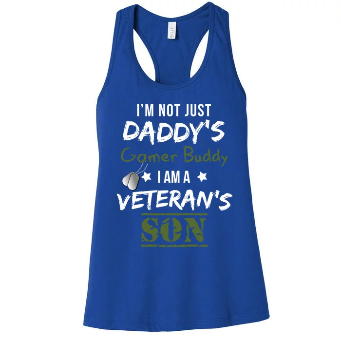 Proud Veteran's Son Daddy's Gamer Buddy Veterans Gaming Son Gift Women's Racerback Tank