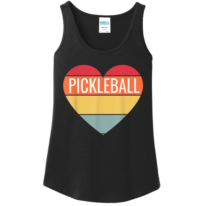 Pickleball Vintage Sunshine Heart Pickle Stuff Design Ladies Essential Tank