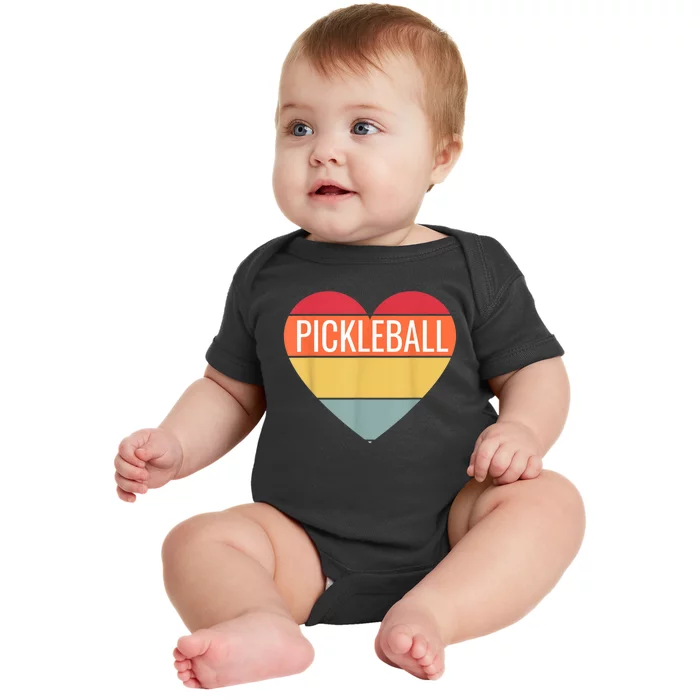 Pickleball Vintage Sunshine Heart Pickle Stuff Design Baby Bodysuit