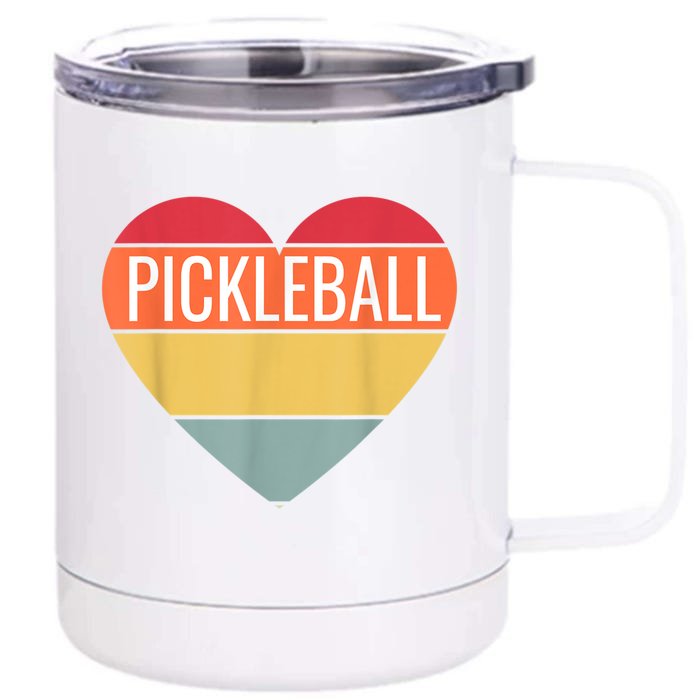 Pickleball Vintage Sunshine Heart Pickle Stuff Design Front & Back 12oz Stainless Steel Tumbler Cup