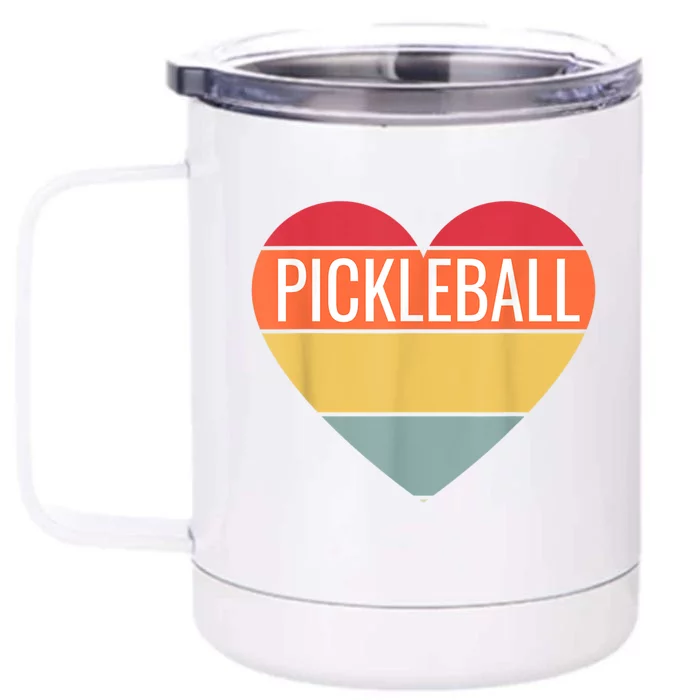 Pickleball Vintage Sunshine Heart Pickle Stuff Design Front & Back 12oz Stainless Steel Tumbler Cup