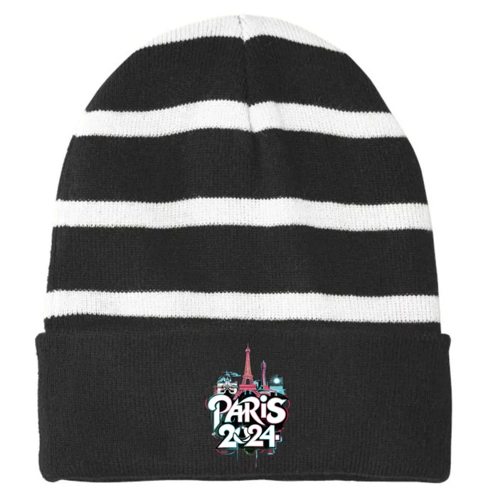 Paris Vibes Summer 2024 Striped Beanie with Solid Band