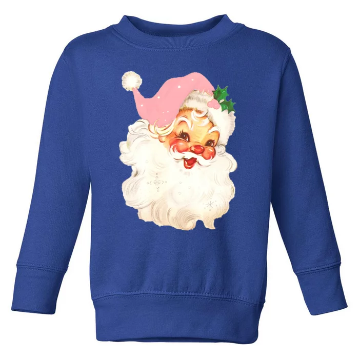 Pink Vintage Santa Claus Pink Christmas Funny Gift Toddler Sweatshirt