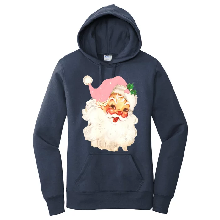 Pink Vintage Santa Claus Pink Christmas Funny Gift Women's Pullover Hoodie