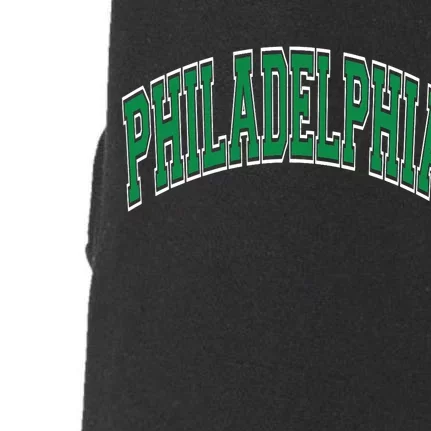 Philadelphia Varsity Style Green Text Doggie 3-End Fleece Hoodie