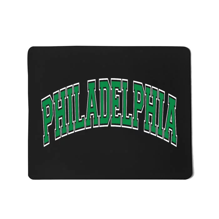 Philadelphia Varsity Style Green Text Mousepad