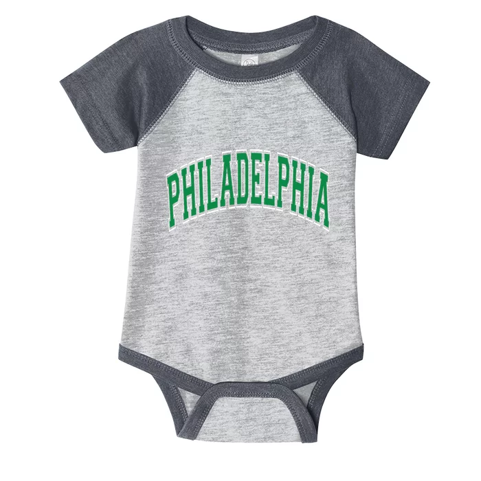 Philadelphia Varsity Style Green Text Infant Baby Jersey Bodysuit