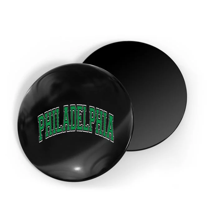 Philadelphia Varsity Style Green Text Magnet