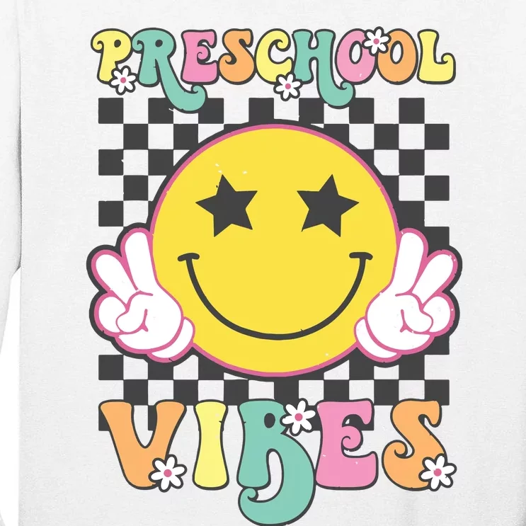 Preschool Vibes Smile Face Back To School Preschool Girl Tall Long Sleeve T-Shirt