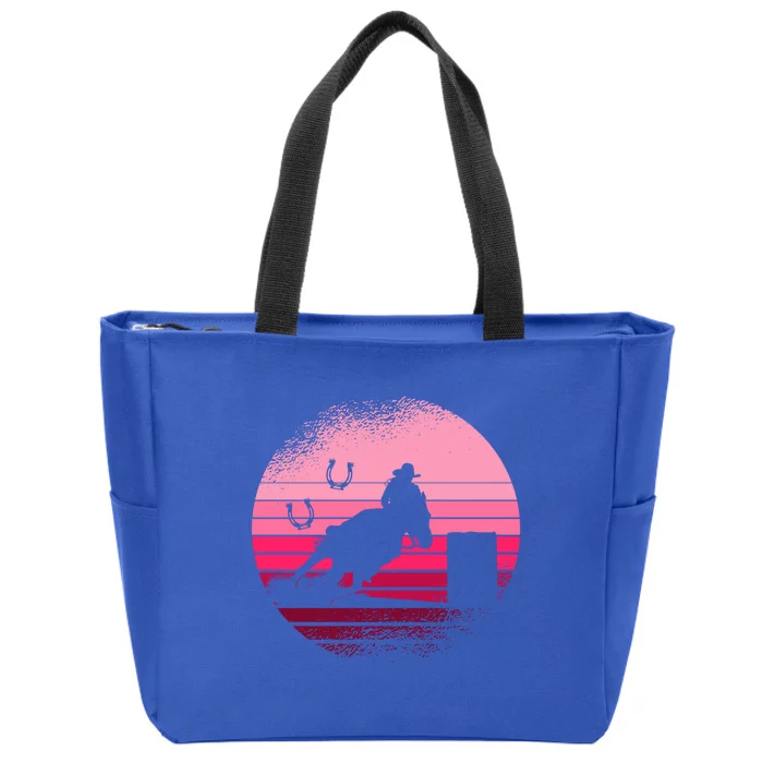 Pink Vintage Sunset Retro Horse Barrel Racing Rodeo Gift Zip Tote Bag