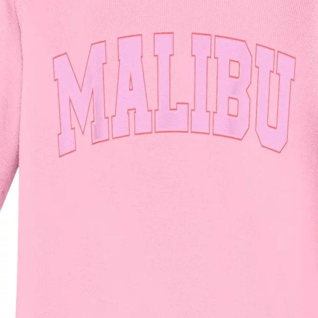 Preppy Varsity Style Pink Malibu California Trendy Baby Long Sleeve Bodysuit