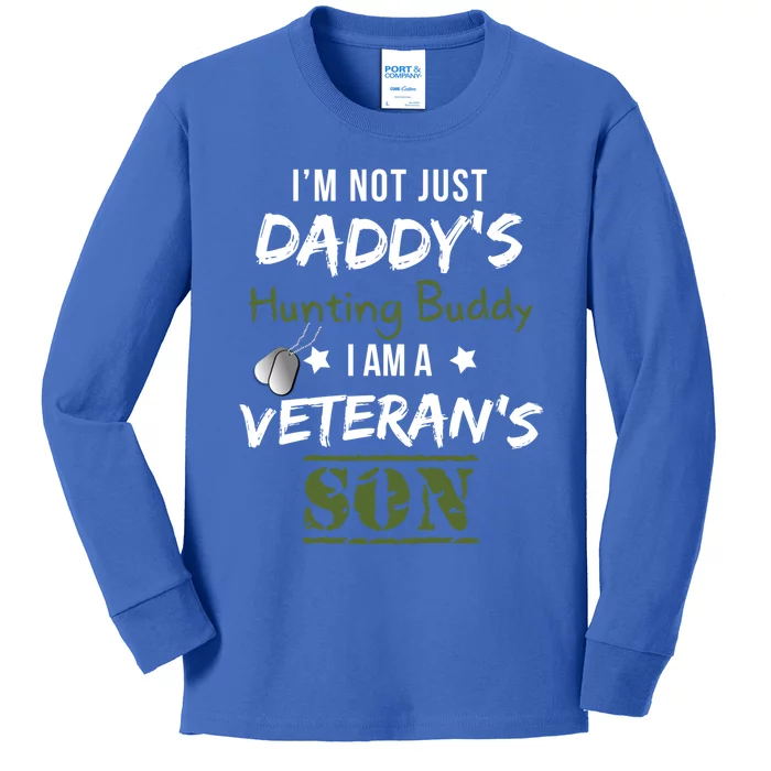 Proud Veteran's Son Daddy's Hunting Buddy Veterans Day Cool Gift Kids Long Sleeve Shirt