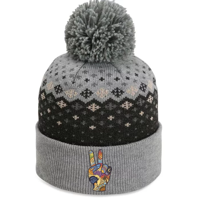 Paradise Vacation Travel Peace Sign The Baniff Cuffed Pom Beanie