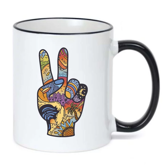 Paradise Vacation Travel Peace Sign Black Color Changing Mug