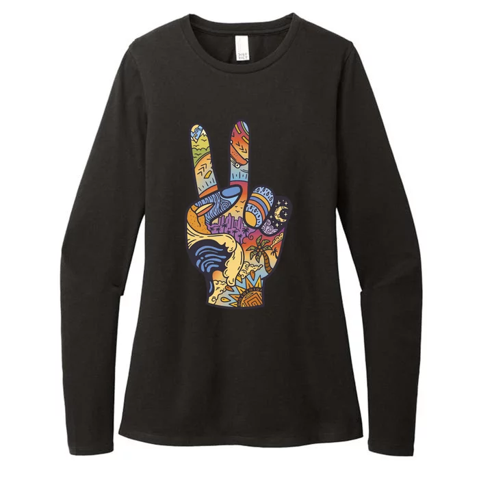 Paradise Vacation Travel Peace Sign Womens CVC Long Sleeve Shirt