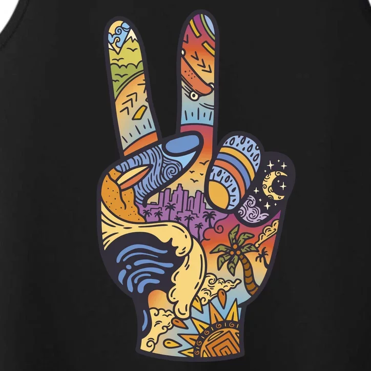 Paradise Vacation Travel Peace Sign Performance Tank