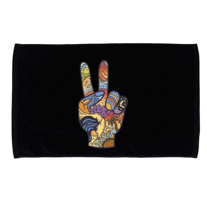 Paradise Vacation Travel Peace Sign Microfiber Hand Towel