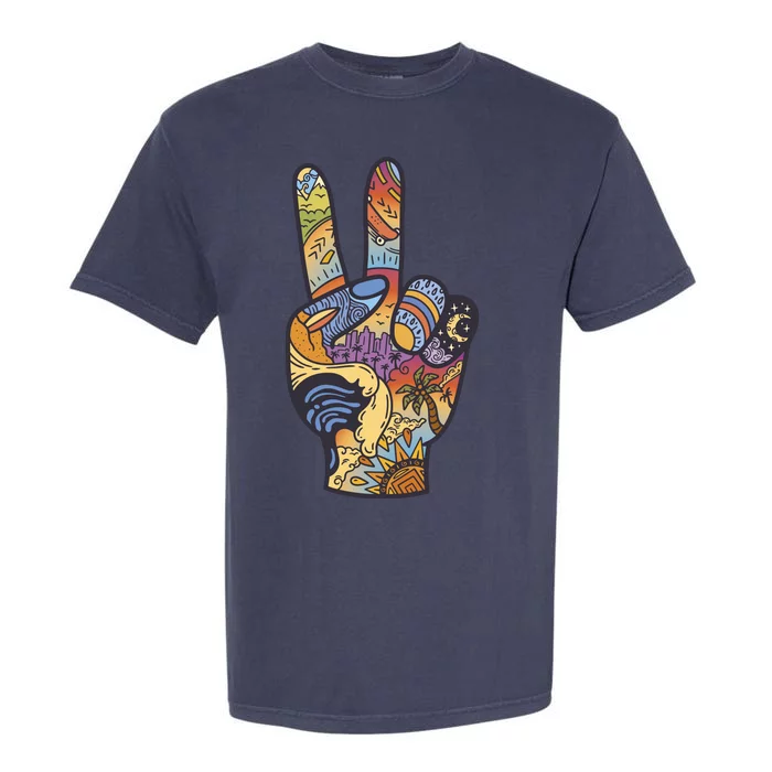 Paradise Vacation Travel Peace Sign Garment-Dyed Heavyweight T-Shirt