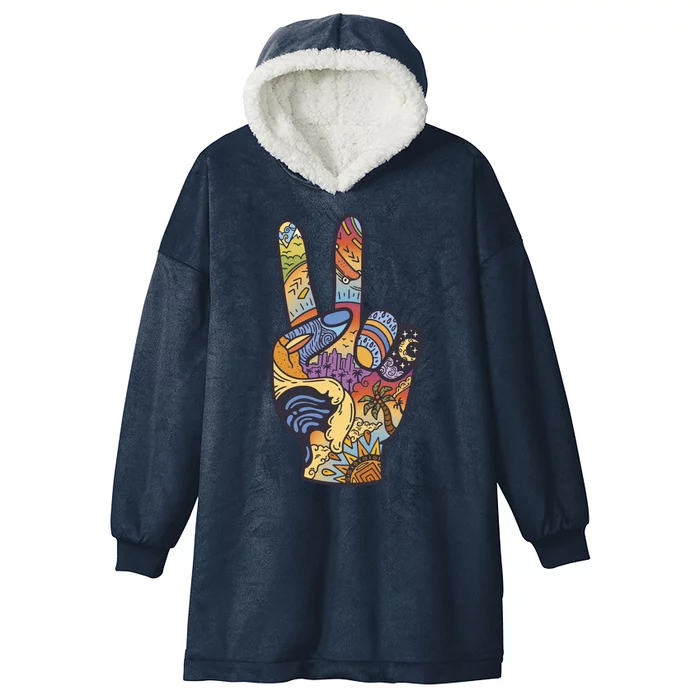 Paradise Vacation Travel Peace Sign Hooded Wearable Blanket