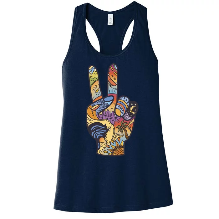 Paradise Vacation Travel Peace Sign Women's Racerback Tank