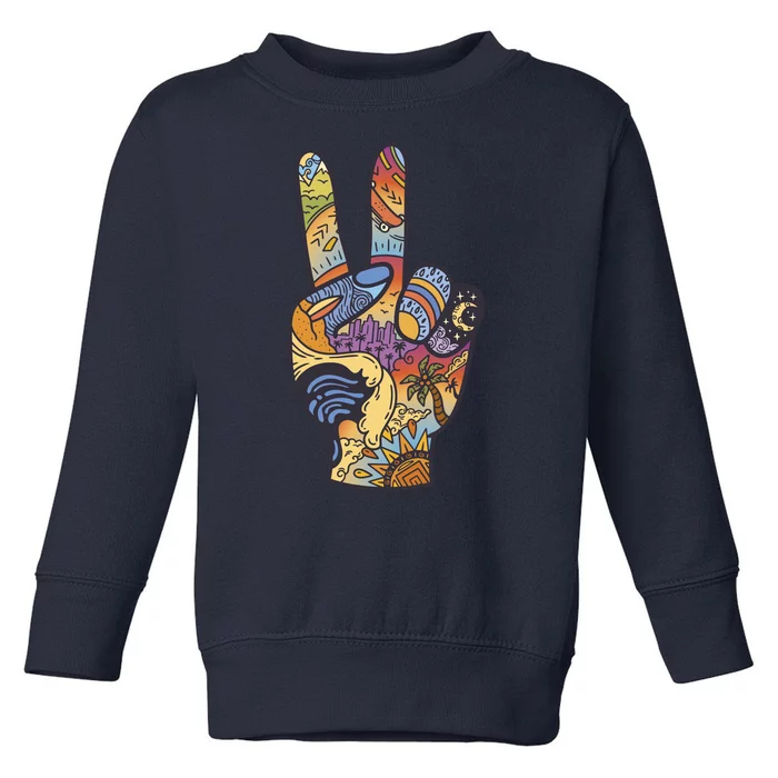 Paradise Vacation Travel Peace Sign Toddler Sweatshirt