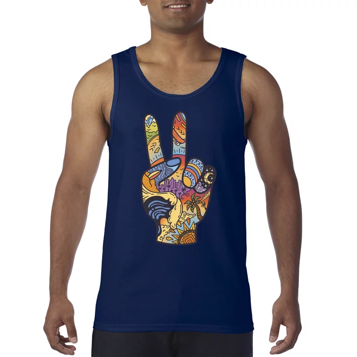 Paradise Vacation Travel Peace Sign Tank Top