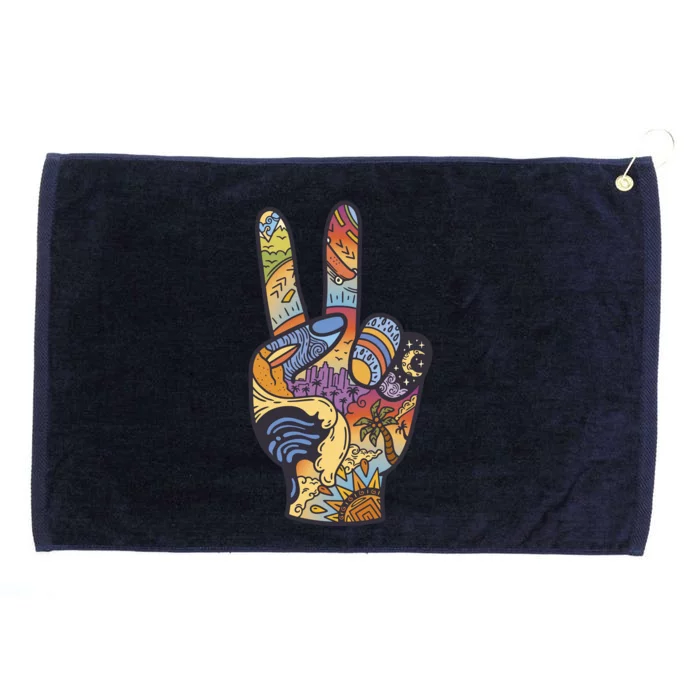 Paradise Vacation Travel Peace Sign Grommeted Golf Towel