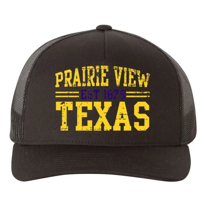 Prairie View Texas Prairie Gift Distressed Yupoong Adult 5-Panel Trucker Hat