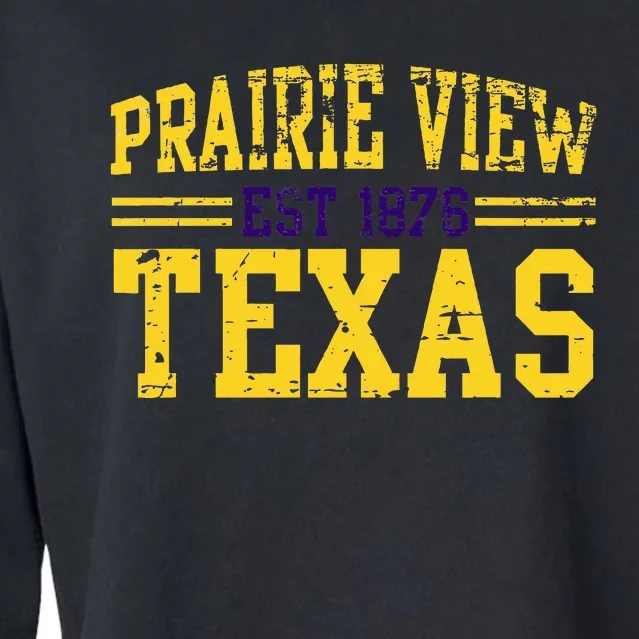 Prairie View Texas Prairie Gift Distressed Cropped Pullover Crew