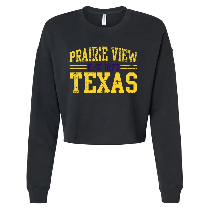 Prairie View Texas Prairie Gift Distressed Cropped Pullover Crew