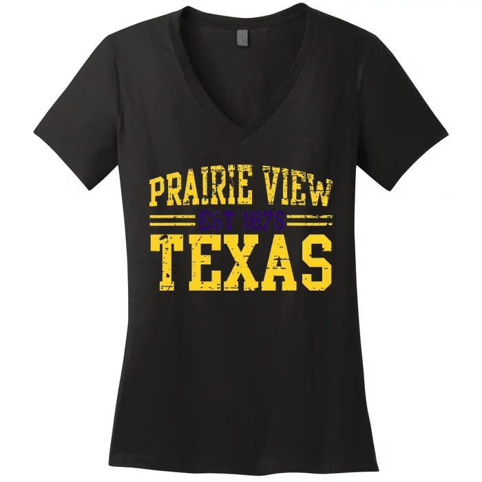 Prairie View Texas Prairie Gift Distressed Women's V-Neck T-Shirt