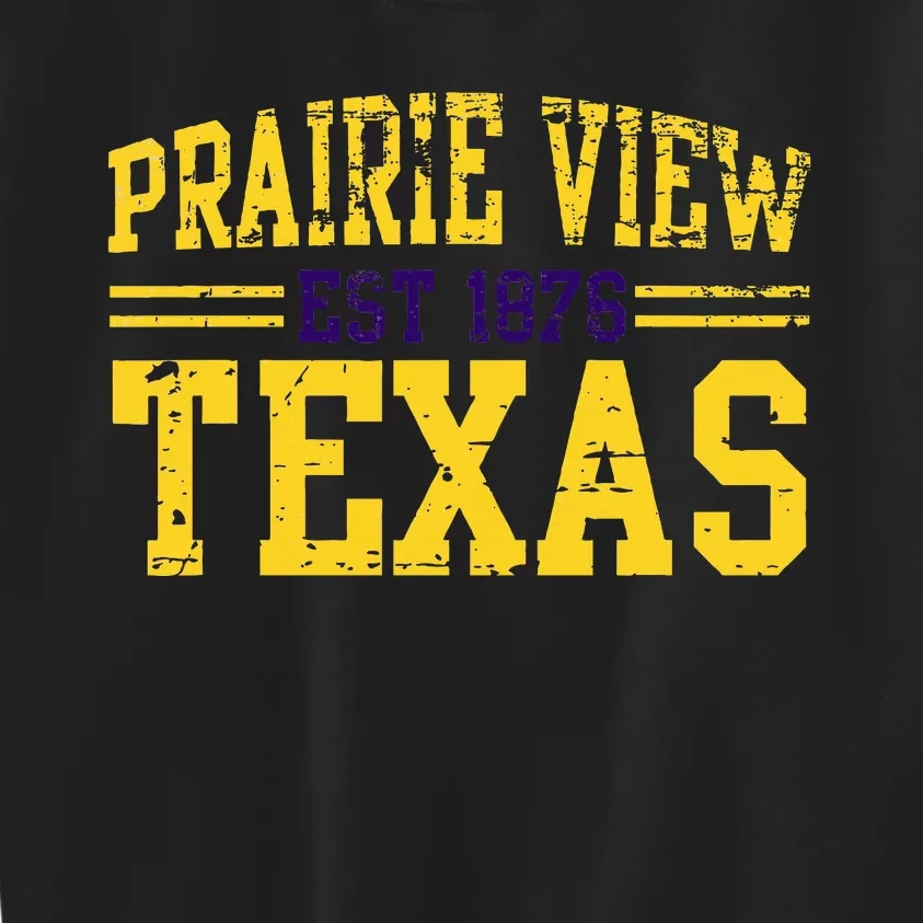 Prairie View Texas Prairie Gift Distressed Kids Sweatshirt