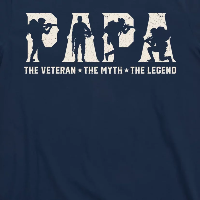 Papa Veteran The Myth The Legend Fathers Day Grandpa Veterans Day T-Shirt