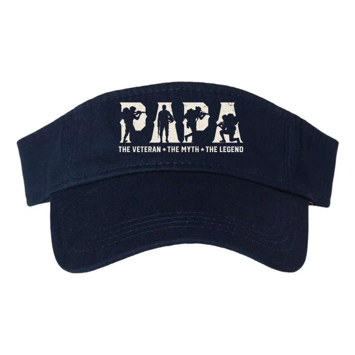 Papa Veteran The Myth The Legend Fathers Day Grandpa Veterans Day Valucap Bio-Washed Visor