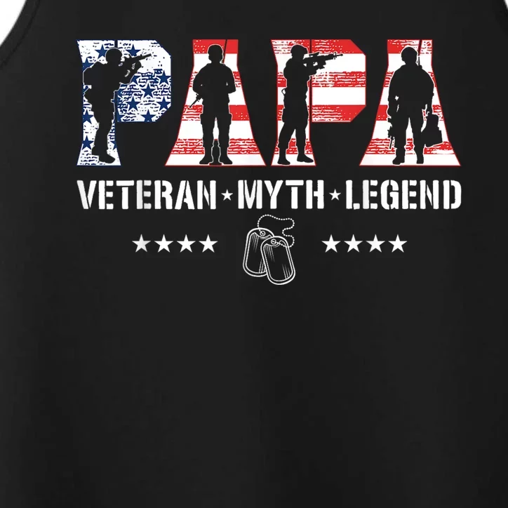 Papa Veteran The Myth The Legend Fathers Day Veterans Day Performance Tank