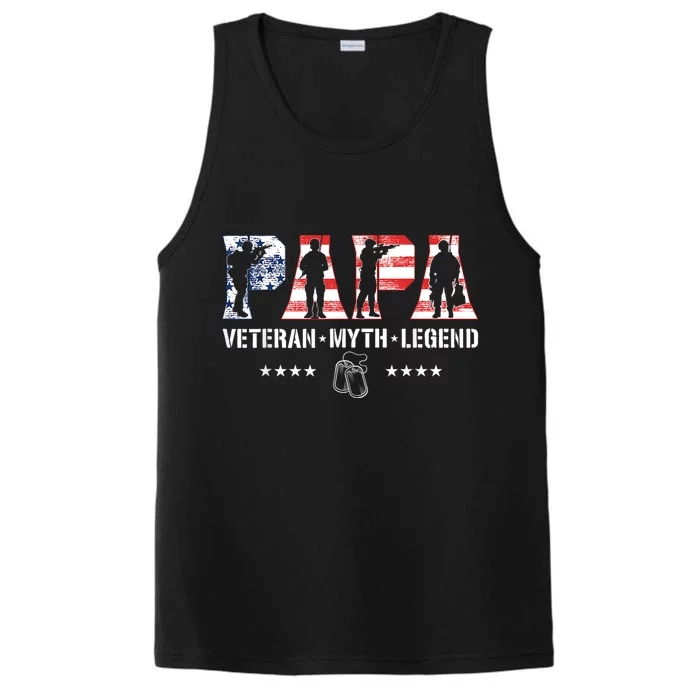 Papa Veteran The Myth The Legend Fathers Day Veterans Day Performance Tank