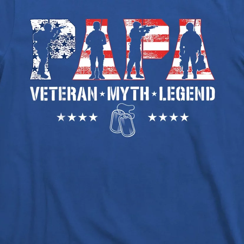 Papa Veteran The Myth The Legend Fathers Day Veterans Day T-Shirt