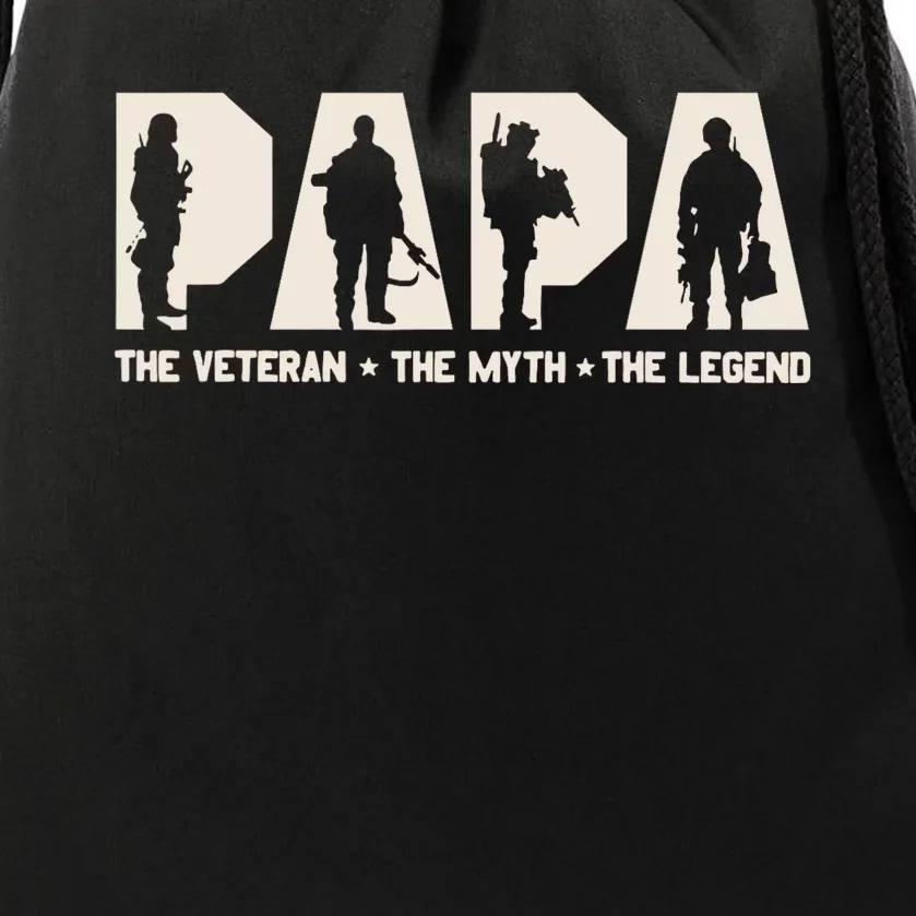 Papa Veteran The Myth The Legend Fathers Day Grandpa Drawstring Bag