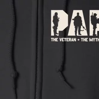 Papa Veteran The Myth The Legend Fathers Day Grandpa Full Zip Hoodie