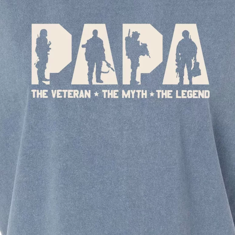 Papa Veteran The Myth The Legend Fathers Day Grandpa Garment-Dyed Women's Muscle Tee