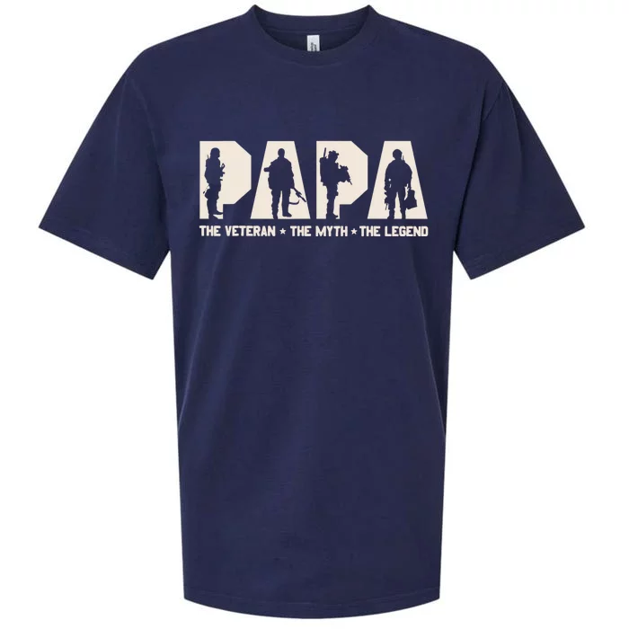 Papa Veteran The Myth The Legend Fathers Day Grandpa Sueded Cloud Jersey T-Shirt