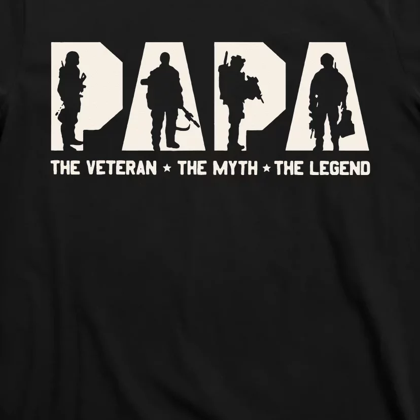 Papa Veteran The Myth The Legend Fathers Day Grandpa T-Shirt