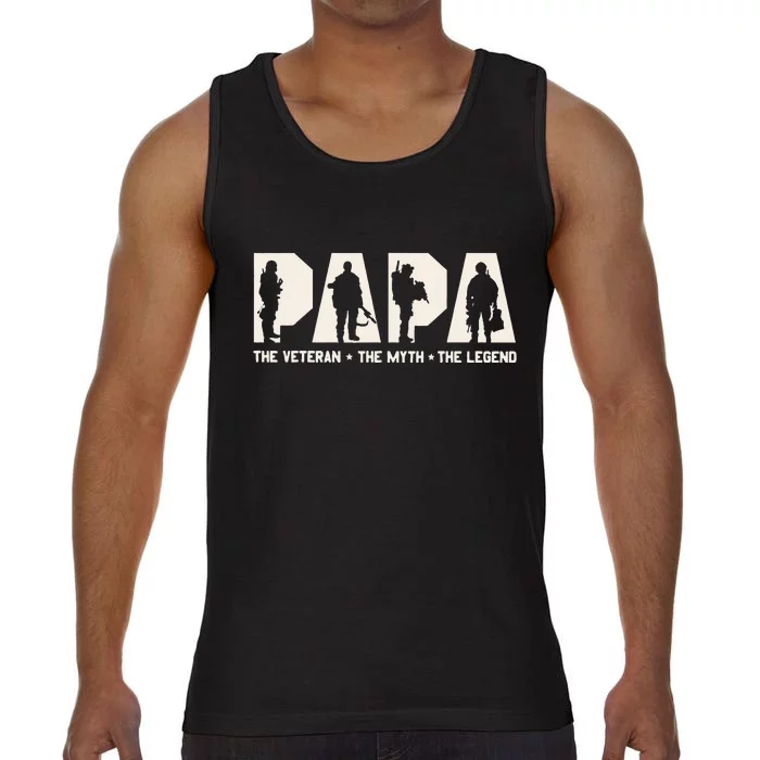 Papa Veteran The Myth The Legend Fathers Day Grandpa Comfort Colors® Tank Top