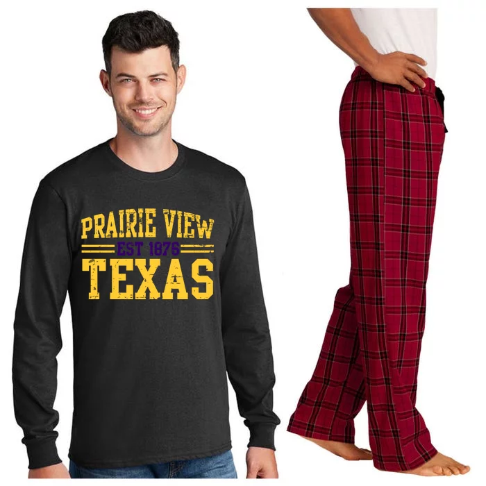 Prairie View Texas, Prairie Gift, Distressed Text Long Sleeve Pajama Set