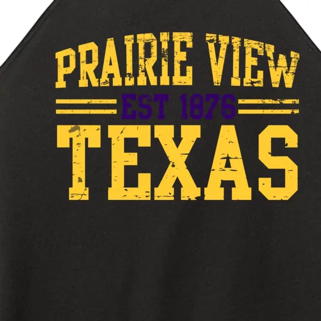 Prairie View Texas, Prairie Gift, Distressed Text Women’s Perfect Tri Rocker Tank